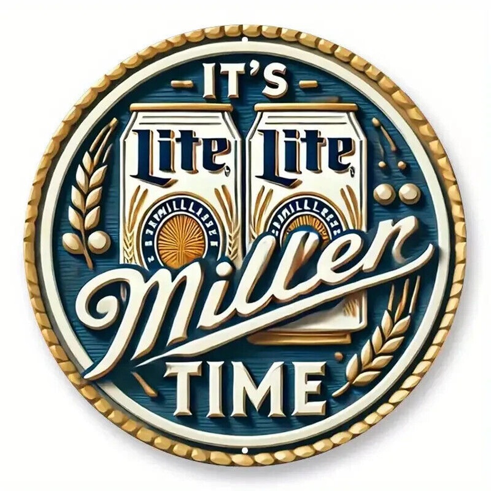 It's Miller Time Miller Lite Novelty Round 8" Wooden Sign NEW! Home & Garden:Home Décor:Plaques & Signs Style Your Walls